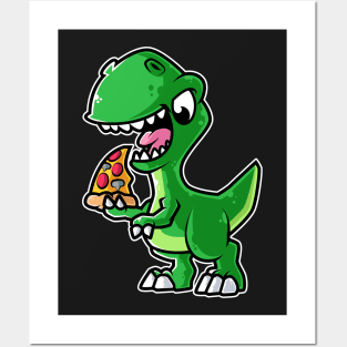 Dinosaur Tyrannosaurus Eating Pizza Lovers design Posters and Art
